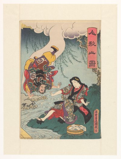 Udødelig faller fra en sky av Utagawa Kunisada (I)