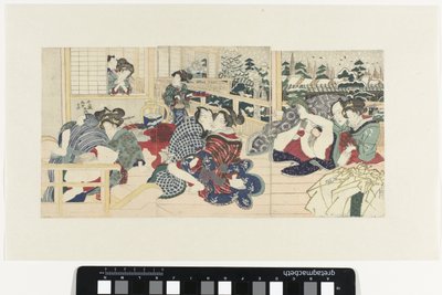 Elsker par på terrassen om vinteren av Utagawa Kunisada (I)