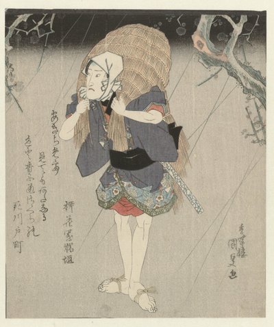 Mann i stråregnfrakk av Utagawa Kunisada (I)