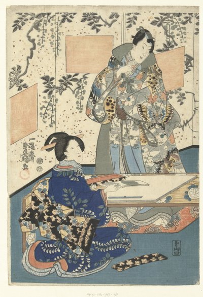 Prins Genji og hoffdame av Utagawa Kunisada (I)