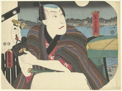 Samurai ved elven av Utagawa Kunisada (I)