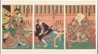 Scene fra stykket Sukeroku, The Cherry Blossom of Edo Scene fra Sukeroku de kersenbloesem van Edo av Utagawa Kunisada (I)