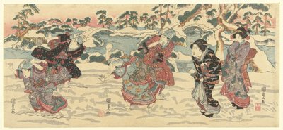 kaste snøballer av Utagawa Kunisada (I)