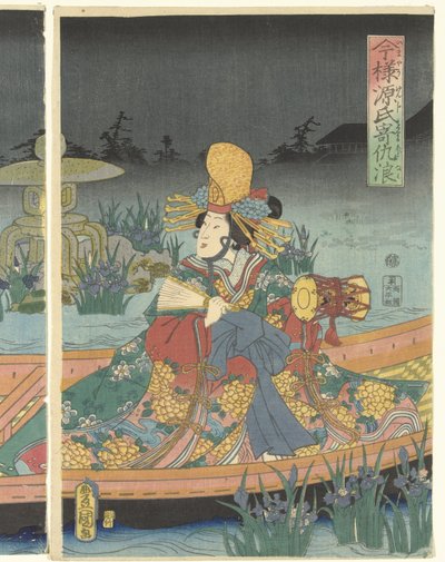 Fiendtlige bølger nærmer seg moderne prins Genji Imayo Genji yoseru adanami (tittel på objekt) av Utagawa Kunisada (I)