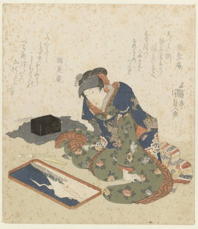 Kvinne lager et sandmaleri av Utagawa Kunisada (I)