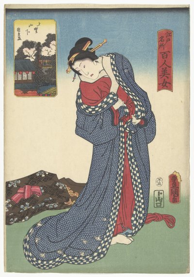 Yamashita i Ueno Ueno Yamashita (tittel på objekt) Sammenligner hundre skjønnheter med kjente steder i Edo (serietittel) Edo meisho hyakunin bijo (serietittel på objekt) av Utagawa Kunisada (I)