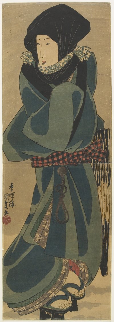 (Kvinne i kappe og hette), ca. 1830-1844 av Utagawa Kunisada