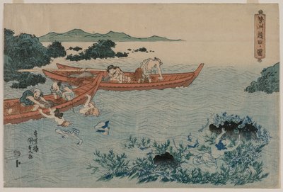 Abalone Divers utenfor kysten av Ise, fra en Untitled Landscape-serie av Utagawa Kunisada