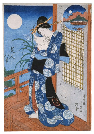 Høstmåne over Miho av Utagawa Kunisada