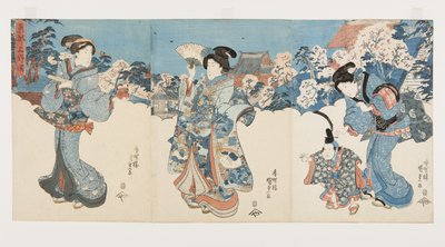 Cherry Blossom Trees at Atagoyama (farget treblokktrykk) av Utagawa Kunisada