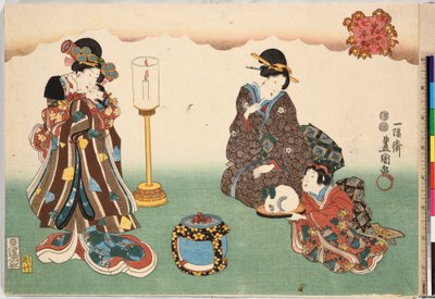 Evening Snow Bo-setsu, fra serien, Eight Figural Views Sugata Hakkei, ca. 1850., ca. 1850 av Utagawa Kunisada