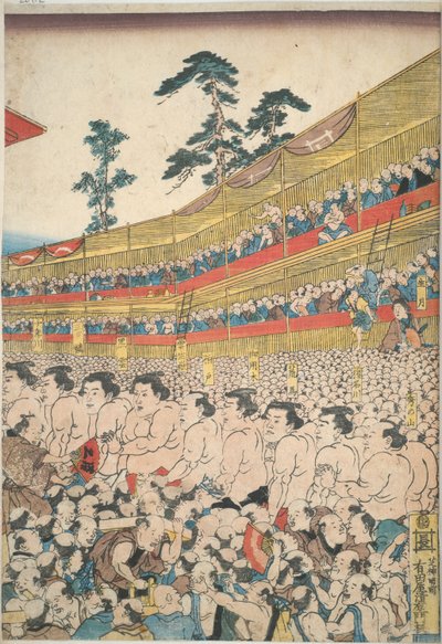 Bilder fra den store sumofestivalen av Utagawa Kunisada