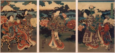 Sommerfugler og peoner av Utagawa Kunisada
