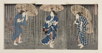 Plutselig dusj i sommervarmen (Shochu no yudachi) (farget treblokktrykk) av Utagawa Kunisada