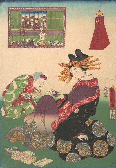Twelve Hours of Spring Pleasures: Hour of the Goat, 1800-tallet., 1800-tallet. av Utagawa Kunisada