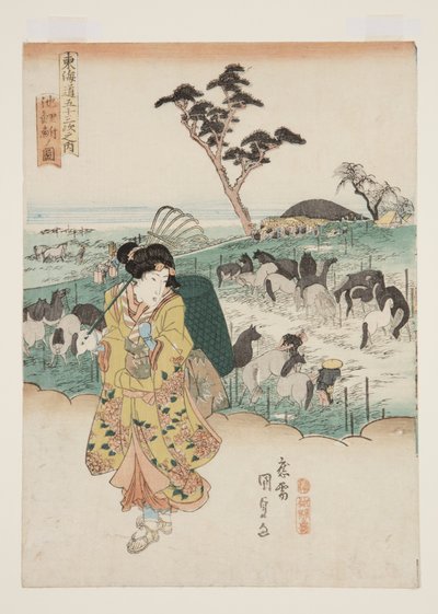 Utsikt over Chiry? (Chiry? no zu) (treblokktrykk i farger) av Utagawa Kunisada