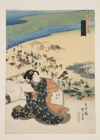 Utsikt over Shimada (Shimada no zu) (farget treblokktrykk) av Utagawa Kunisada