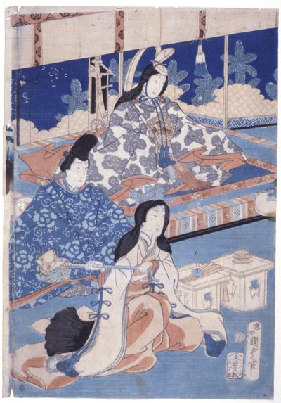 Innbydende vår med en samling av blomster (Hana Soroi Haru No Taimen) (treblokktrykk i farger) av Utagawa Kunisada II