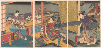 Blomster Hana (tittel på objekt) Snow, Moon and Flowers (serietittel) Setsugekka no uchi (serietittel på objekt) av Utagawa Kuniteru