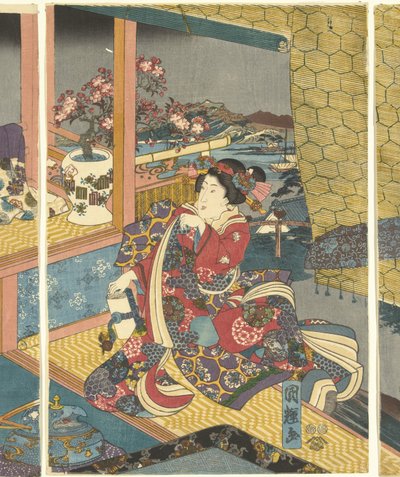 Blomster Snow, Moon and Flowers (serietittel) av Utagawa Kuniteru