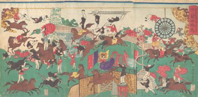 F ren ch picture questrian shi r ku s sound tee g row ds of f Asakusa Kanon hand MP e I Asakusa Kanon precincts. . . , 1871. av Utagawa Kuniteru