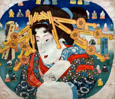Courtesan Series: Modern Three Hardships for Women (Tōsei sanpukutsui), ca. 1833 av Utagawa Kuniyoshi