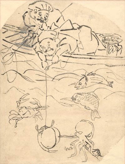 Daikoku og Ebisu, to av de syv lykkegudene. av Utagawa Kuniyoshi