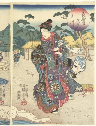 Decho Farmer Inde Produksjon Musashi Musashikuni Chofu no Tamagawa av Utagawa Kuniyoshi