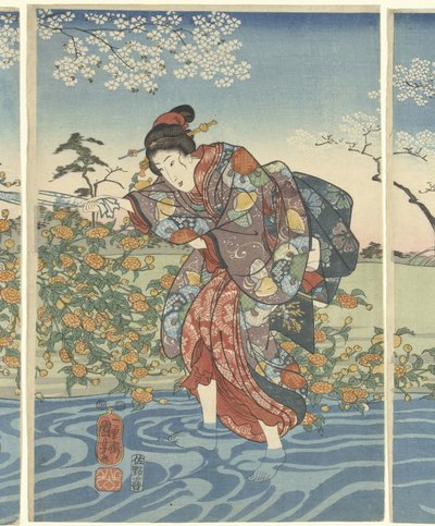 Ide Tama-elven i Yamashiro-provinsen av Utagawa Kuniyoshi