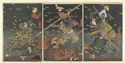 De siste tilvalg av de Kusunoki til Shijonawate Shijonawate nite Nanke no eiyu taiteki o av Utagawa Kuniyoshi