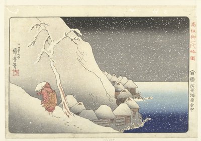 I snøen ved Tsukahara på Sado Island av Utagawa Kuniyoshi