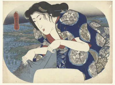 Kvinne som vasker klær av Utagawa Kuniyoshi
