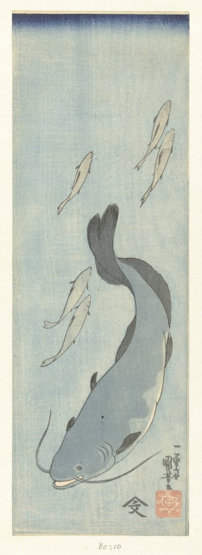Steinbit og fem ørreter av Utagawa Kuniyoshi