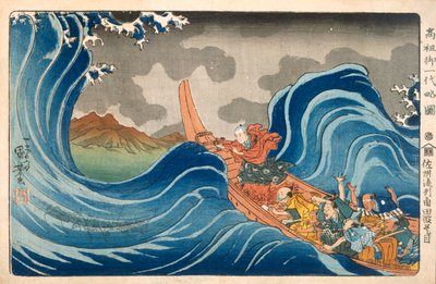 Nichiren Calming the Storm, ca 1830-tallet. av Utagawa Kuniyoshi