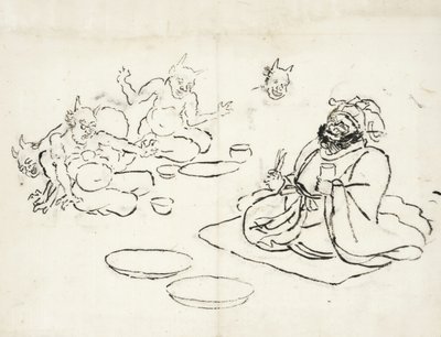 Skisse av demoner som underholder helvetes konge av Utagawa Kuniyoshi