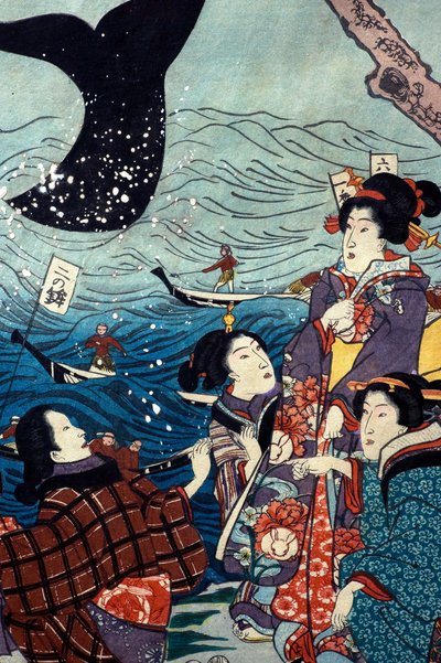 The Flourishing of Seven Coasts with Big Fish (Nana ura tairyō hanjō no zu) av Utagawa Kuniyoshi