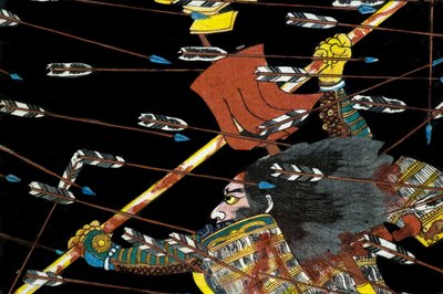 Slaget ved Shijō Nawate, ca. 1857 av Utagawa Kuniyoshi