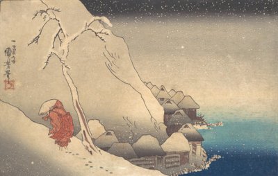 Reiser i en snøstorm, ca. 1830. av Utagawa Kuniyoshi