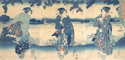 Kvinner nær en elv, ca. 1850. av Utagawa Kuniyoshi