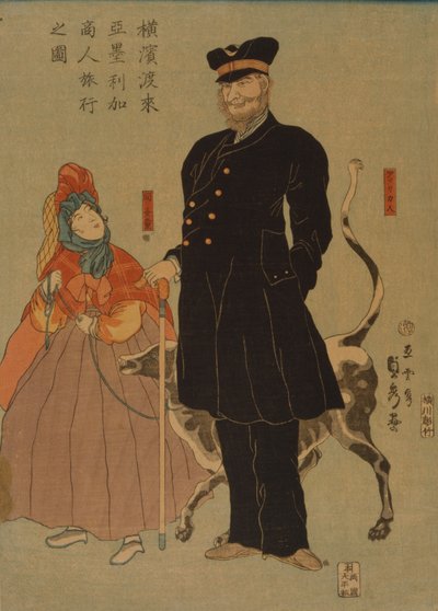 Amerikansk kjøpmann spaserer i Yokohama, 1861 av Utagawa Sadahide