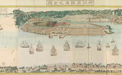 Panoramautsikt over Yokohama, ca 1860. av Utagawa Sadahide