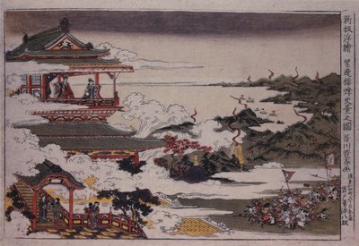 En Lushan og troppene hans angriper keiseren, ca 1770 av Utagawa Toyoharu