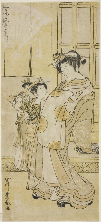 Kurtisane og ledsager av Utagawa Toyoharu
