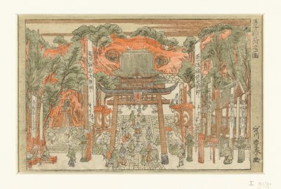 Utsikt over Inari-helligdommen i Oji Oji Inari no zu (tittel på objekt) av Utagawa Toyoharu