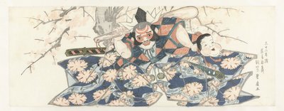 En kriger som holder en støder av Utagawa Toyohiro