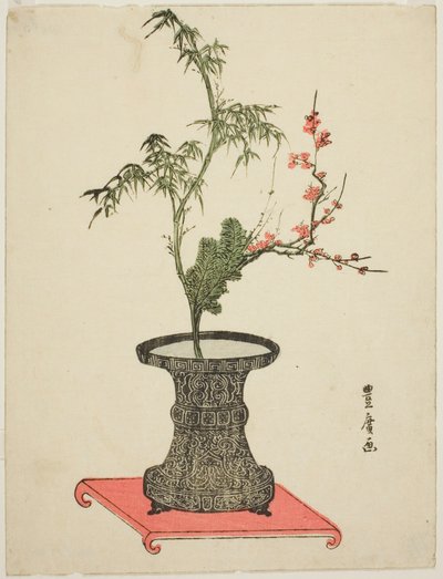 "Tre venner" ikebana av Utagawa Toyohiro