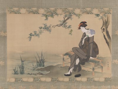 Kvinne som kjøler seg, ca. 1800. av Utagawa Toyohiro