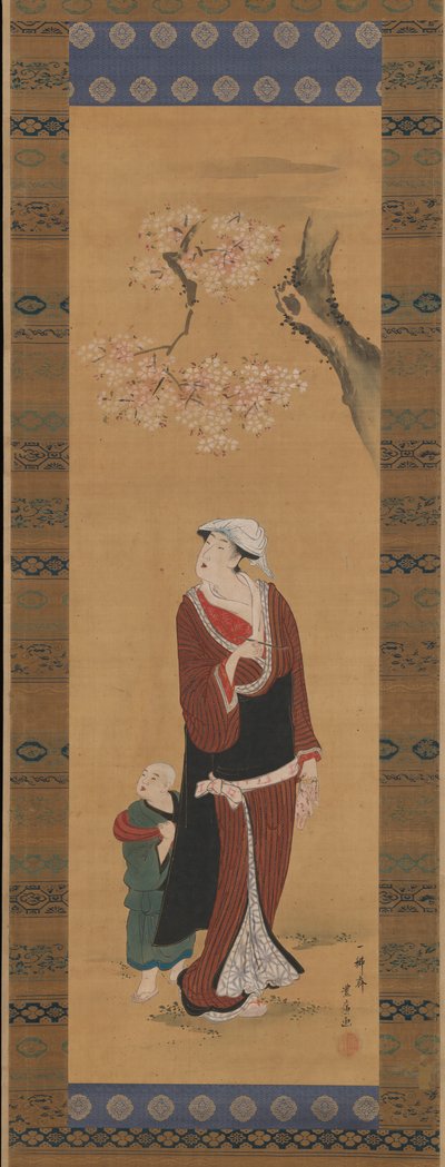 Kvinne og barn under et kirsebærtre, sent på 1700- og begynnelsen av 1800-tallet. av Utagawa Toyohiro