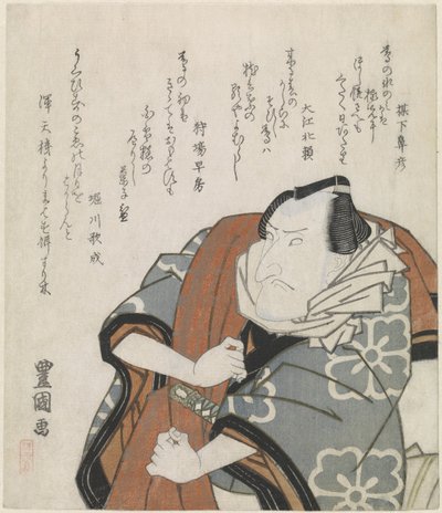 Mann som bærer en reisefrakk over skulderen av Utagawa Toyokuni (I)
