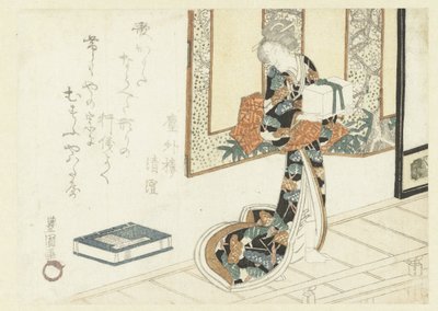 Kvinne som bærer en trekasse av Utagawa Toyokuni (I)